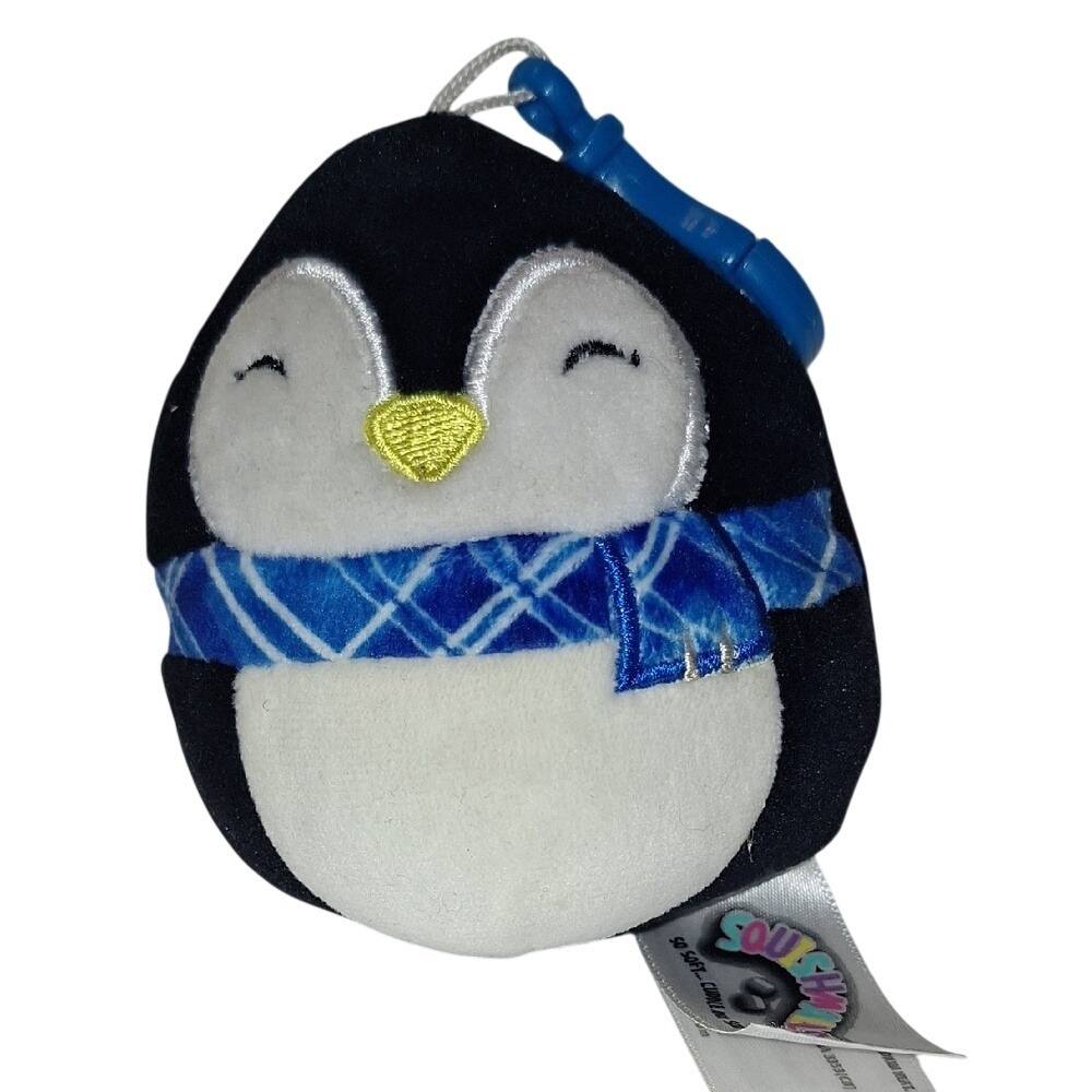 Squishmallows "Luna"‎ The Penguin w Blue Scarf Keychain Charm